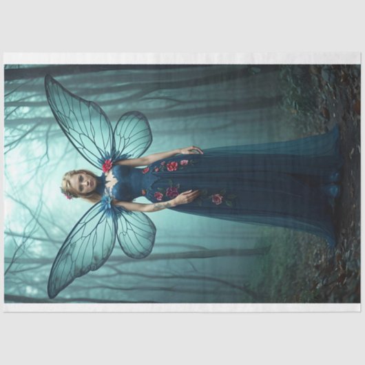 Blue Fairy Forest Decoupage Paper Tissuepapier (Voorkant)