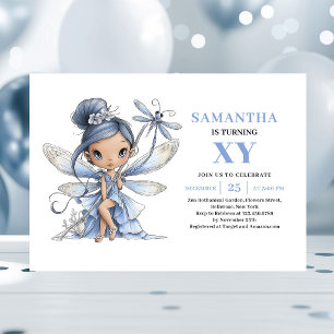 Blue Fairy Girl 6de verjaardag Whimsy Pastel uitno Kaart