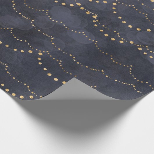 Blue Fairy Lights Elegant Holiday Kerstmis Cadeaupapier (Hoek)