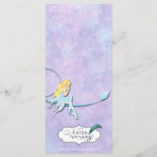 Blue Fairy op Paarse bruiloft Menu (Achterkant)