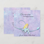 Blue Fairy over Paarse Waterverf huwelijksuitnodig Kaart (Voorkant / Achterkant)