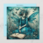 Blue Fairy Shower Uitnodiging (Voorkant / Achterkant)