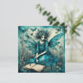 Blue Fairy Shower Uitnodiging (Staand voorkant)