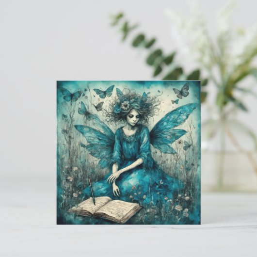 Blue Fairy Shower Uitnodiging (Staand voorkant)