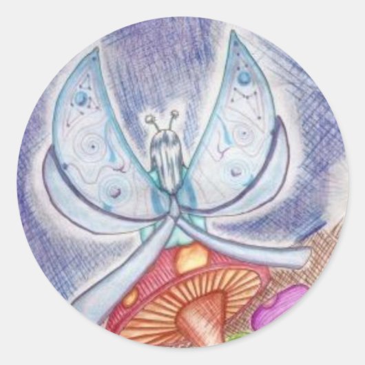 "Blue Fairy"-Sticker/envelopzegel Ronde Sticker (Voorkant)