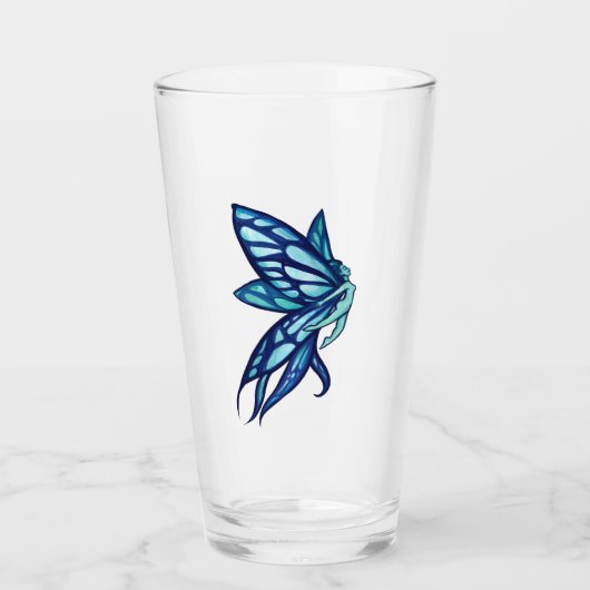 Blue Fairy Wings Faerie Garden Art Glas (Voorkant)