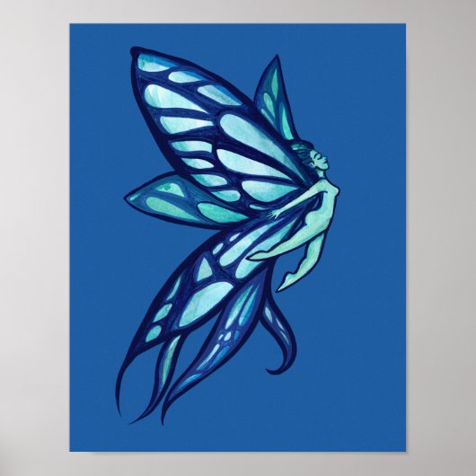 Blue Fairy Wings Faeries Art Poster (Voorkant)