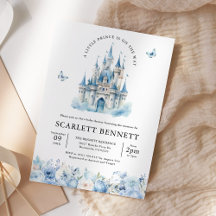 Blue Fairytale Castle Prince Floral Baby shower