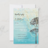 Blue Fairytale Lights Woodsy Wedding Invitation Kaart (Voorkant)
