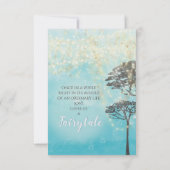 Blue Fairytale Lights Woodsy Wedding Invitation Kaart (Achterkant)