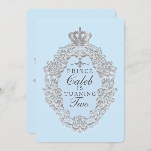 Blue Fairytale Prince Party Uitnodiging (Voorkant / Achterkant)