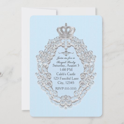 Blue  Fairytale Prince Party Uitnodiging (Achterkant)