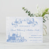 Blue Fairytale Wedding Save the Date (Staand voorkant)
