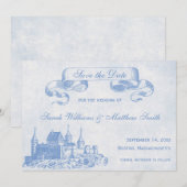 Blue Fairytale Wedding Save the Date (Voorkant / Achterkant)