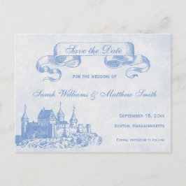 Blue Fairytale Wedding Save the Date Briefkaart