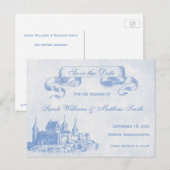 Blue Fairytale Wedding Save the Date Briefkaart (Voorkant / Achterkant)