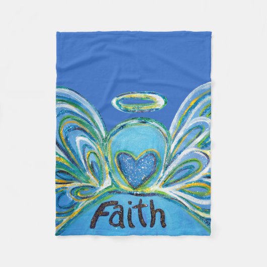 Blue Faith Guardian Angel Chemo Blanket Fleece Deken (Voorkant)