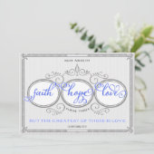 Blue Faith Hope Love Wedding Invitation Kaart (Staand voorkant)