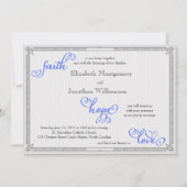 Blue Faith Hope Love Wedding Invitation Kaart (Achterkant)