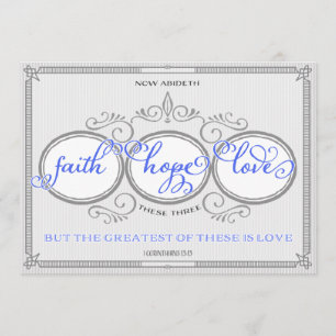 Blue Faith Hope Love Wedding Invitation Kaart