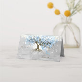 Blue Faiy Tale Wedding Mason Jar Heart Leaf Tree Plaatskaartje (Achterkant)