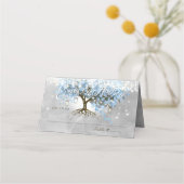 Blue Faiy Tale Wedding Mason Jar Heart Leaf Tree Plaatskaartje (Voorkant)