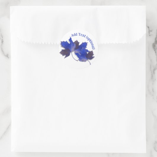 Blue Fall Leaves Ronde Sticker (Tas)