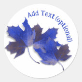 Blue Fall Leaves Ronde Sticker (Voorkant)