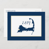 Blue Falmouth Cape Cod Wedding Save the Date Briefkaart (Voorkant / Achterkant)