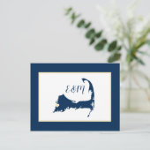 Blue Falmouth Cape Cod Wedding Save the Date Briefkaart (Staand voorkant)