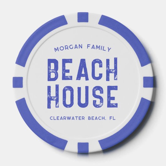 Blue Family Beach House Aangepaste Las Vegas Casin Poker Chips (Voorkant)