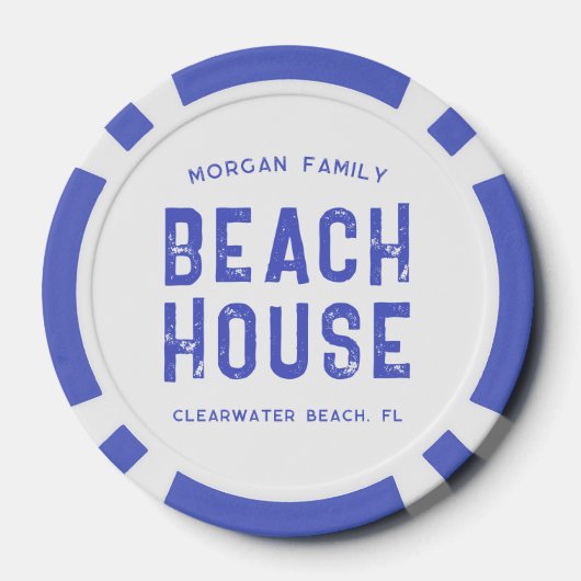 Blue Family Beach House Aangepaste Las Vegas Casin Poker Chips (Achterkant)