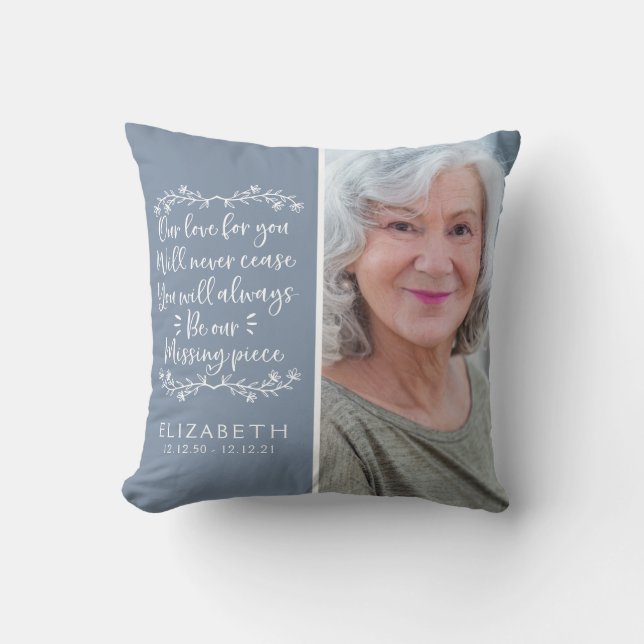 Blue Family Memorial Photo Keepomwille Kussen (Voorkant)