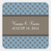 Blue Fancy Lattice Wedding Stickers (Voorkant)
