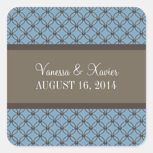 Blue Fancy Lattice Wedding Stickers (Voorkant)