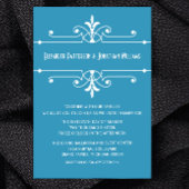 Blue Fancy Ornamental Wedding Invite Kaart
