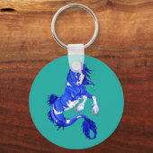 Blue Fantasy Clydesdale Seahorse Sleutelhanger (Voorkant)