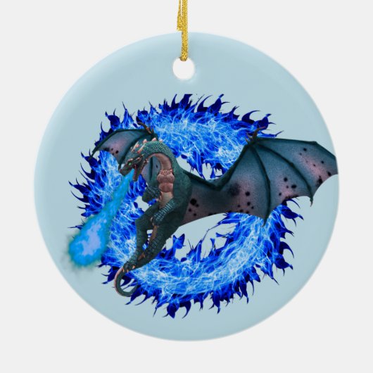 Blue Fantasy Dragon Keramisch Ornament (Achterkant)