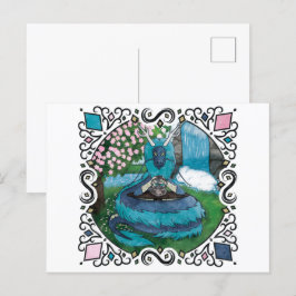 Blue Fantasy Eastern Dragon Tea Tijd Briefkaart