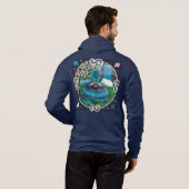Blue Fantasy Eastern Dragon Tea Tijd Hoodie (Achterkant volledig)