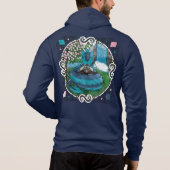 Blue Fantasy Eastern Dragon Tea Tijd Hoodie (Achterkant)