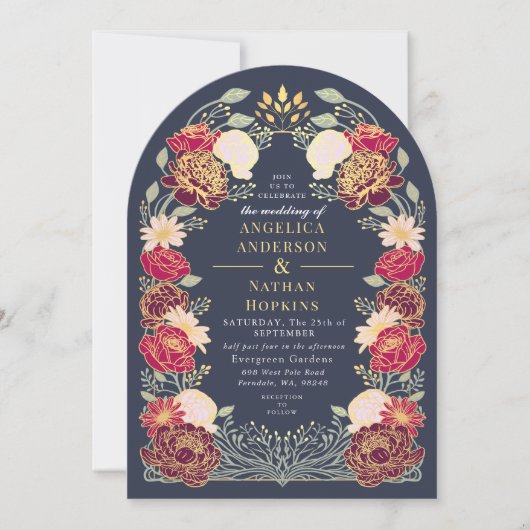 Blue Fantasy Enchanted Floral Garden Wedding Arch Kaart (Voorkant)