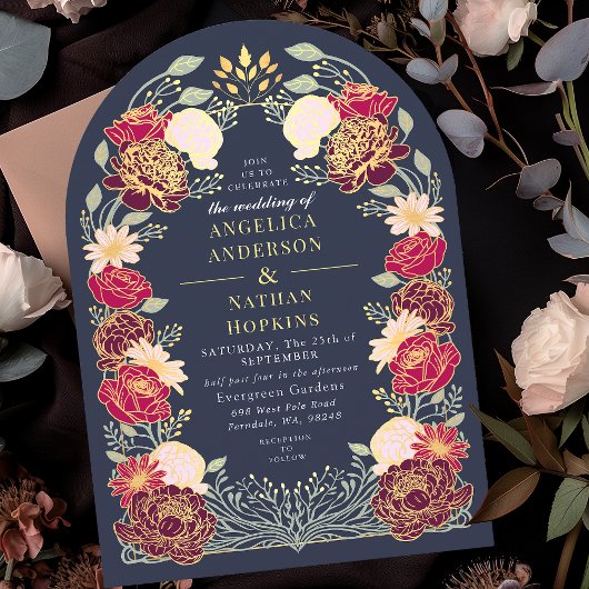 Blue Fantasy Enchanted Floral Garden Wedding Arch Kaart