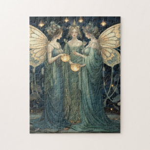 Blue Fantasy Fairy Art Nouveau Legpuzzel