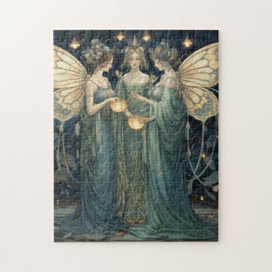 Blue Fantasy Fairy Art Nouveau Legpuzzel (Verticaal)