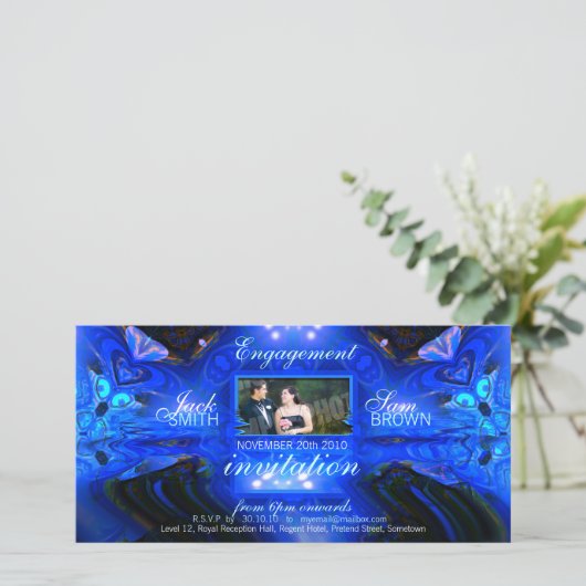 Blue Fantasy Invitation Photo Card (Staand voorkant)