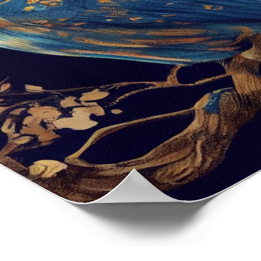 Blue Fantasy Owl Poster (Hoek)