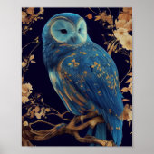 Blue Fantasy Owl Poster (Voorkant)