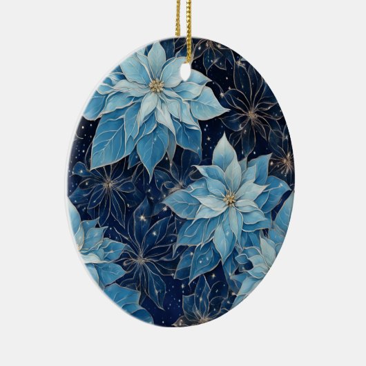 Blue Fantasy Poinsettia Keramisch Ornament (Rechts)