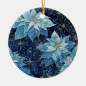 Blue Fantasy Poinsettia Keramisch Ornament (Voorkant)